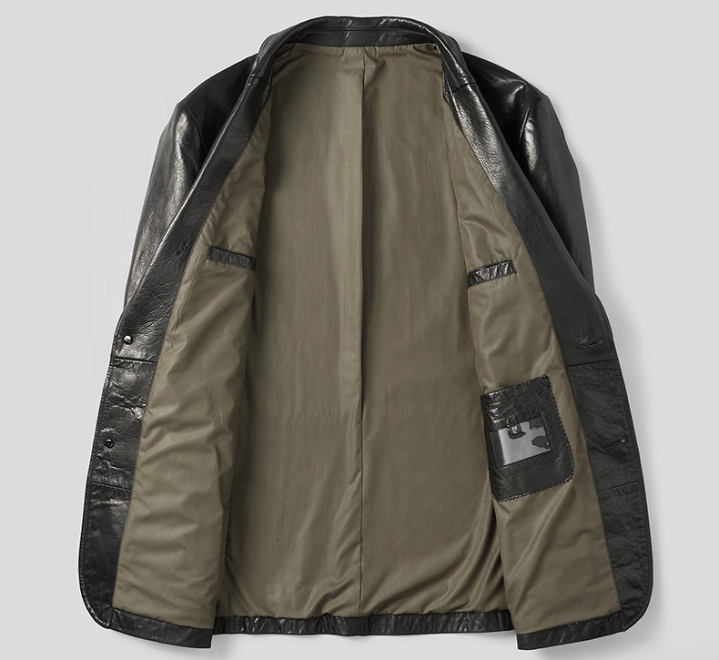 OEM Leather men's blazers leather jacket sheepskin clothes business casual paraffin skin jacket