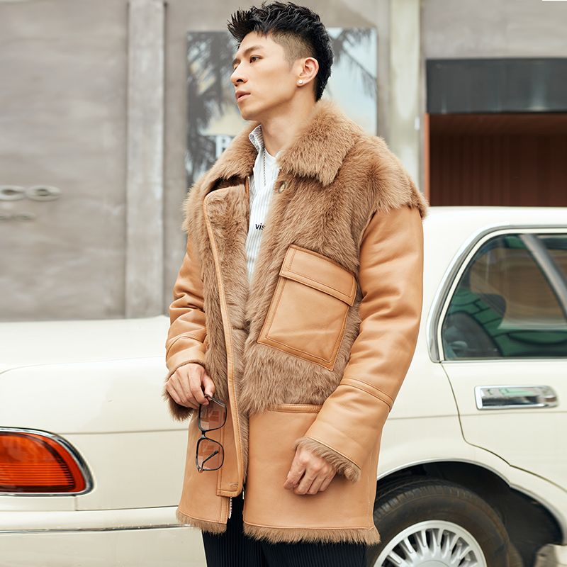 Windproof Breathable Wholesale Outdoor Men Leather Coat Casual Wear Long Coat For Sale