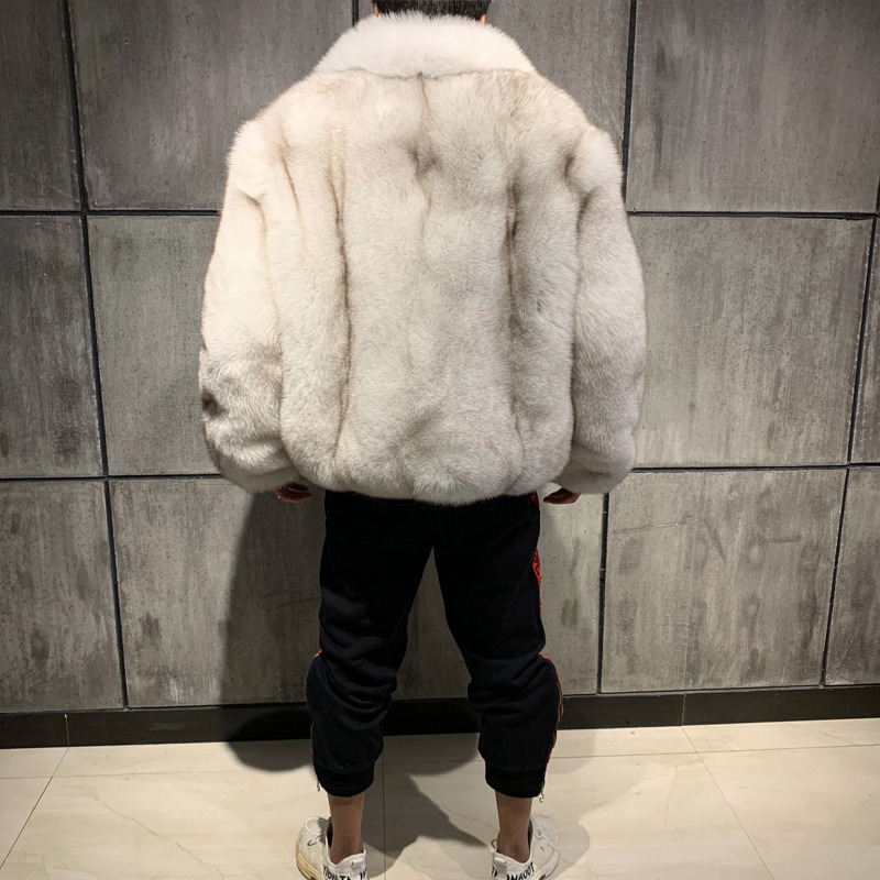 Real Fox Fur Jackets For Men 2021 Turn-Down Collar Bomber Jacket Men Overcoat