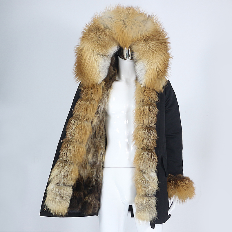 OFTBUY 2021 Waterproof Long Parka Winter Jacket Men Natural Real Raccoon Fox Fur Coat Collar Hooded 