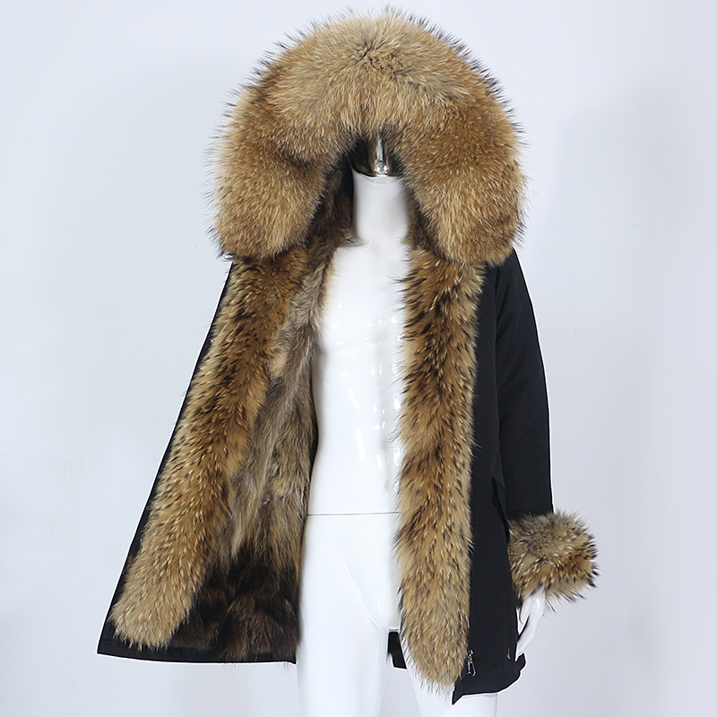 OFTBUY 2021 Waterproof Long Parka Winter Jacket Men Natural Real Raccoon Fox Fur Coat Collar Hooded 