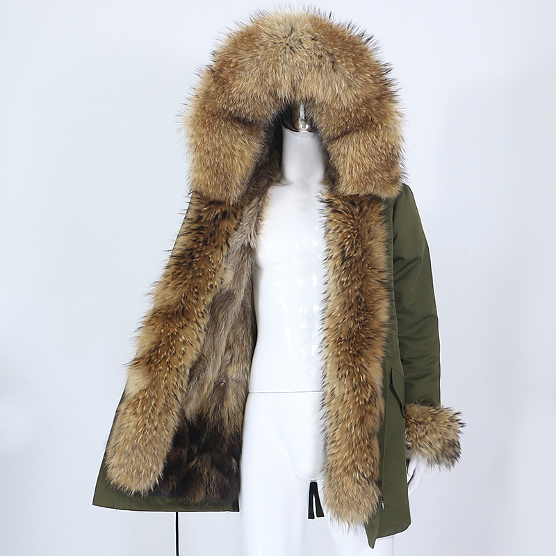 OFTBUY 2021 Waterproof Long Parka Winter Jacket Men Natural Real Raccoon Fox Fur Coat Collar Hooded 