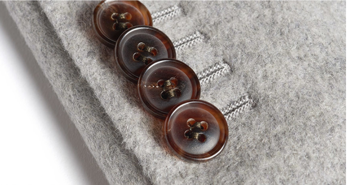 2019 latest design grey plain business gentleman's double breasted over coat men clothing