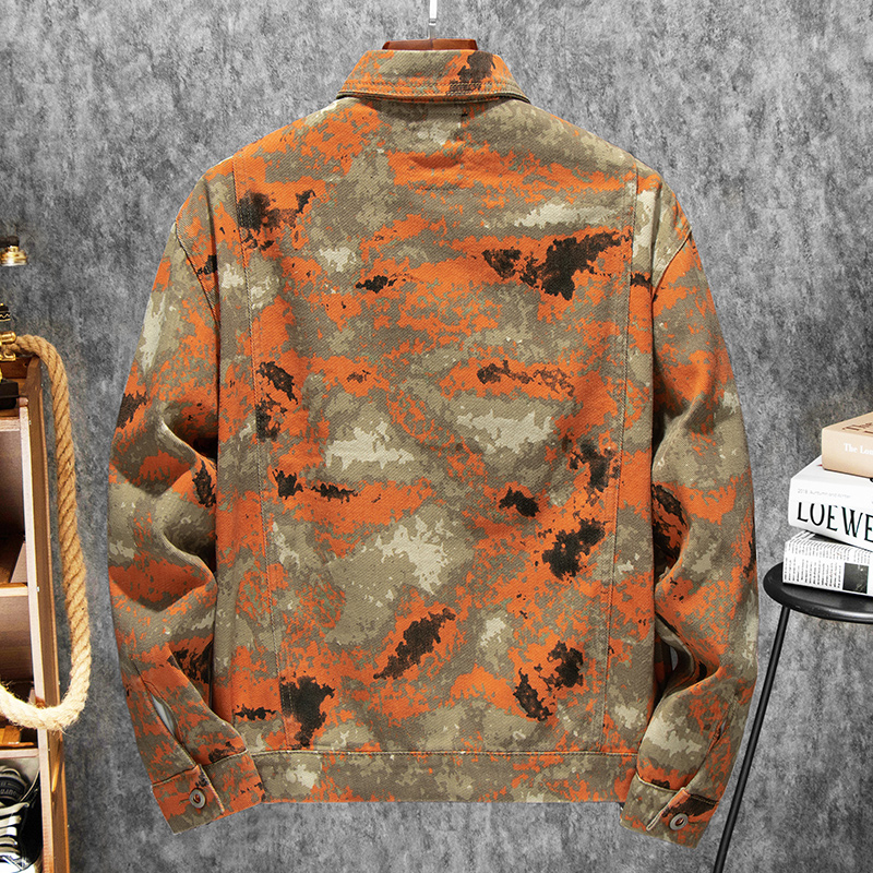 2022 Denim camouflage jacket fashion men women red orange clothing autumn plus size jackets puffer s