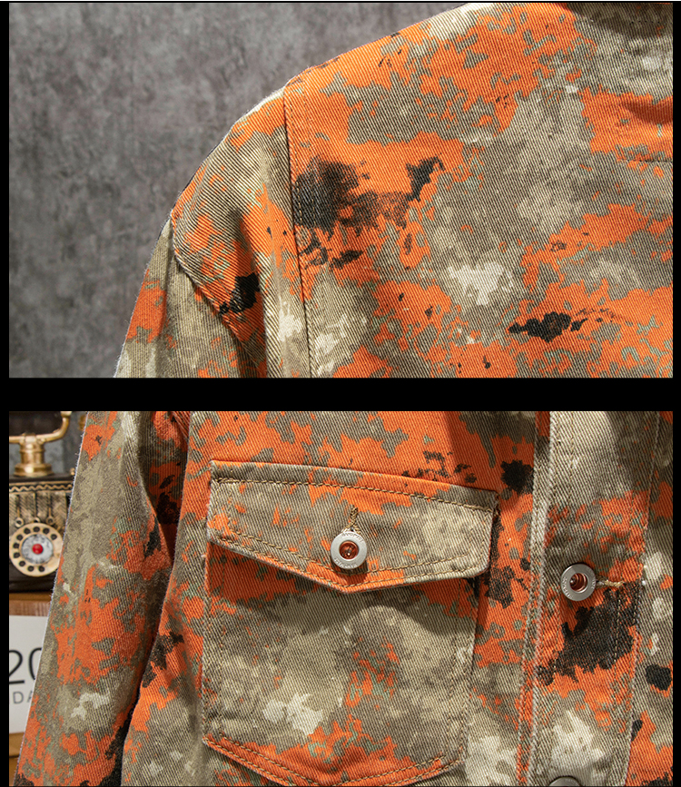 2022 Denim camouflage jacket fashion men women red orange clothing autumn plus size jackets puffer s