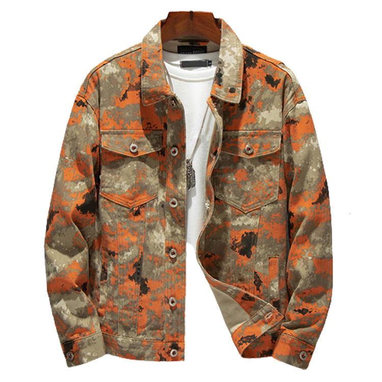 2022 Denim camouflage jacket fashion men women red orange clothing autumn plus size jackets puffer s
