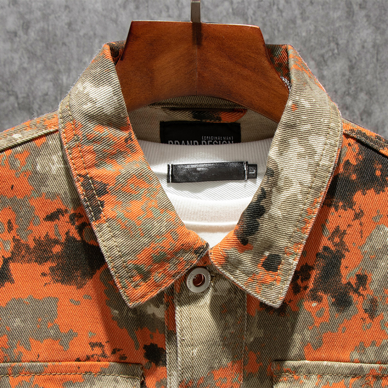 2022 Denim camouflage jacket fashion men women red orange clothing autumn plus size jackets puffer s