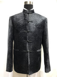 Tailor made Chinese style suit mao style chinese style stand collar men suit black print tuxedos chi