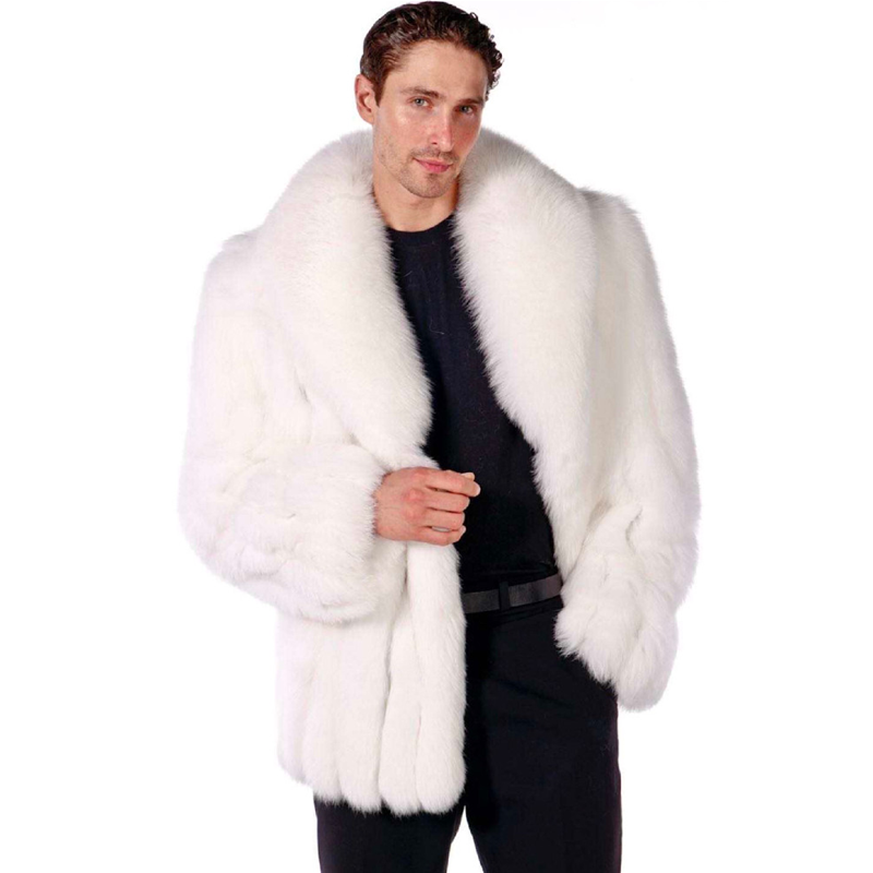 Custom Plus Size Men Real Fur Coat Winter Casual Warm Trench Fox Fur Collar Oversize Coat For Mens