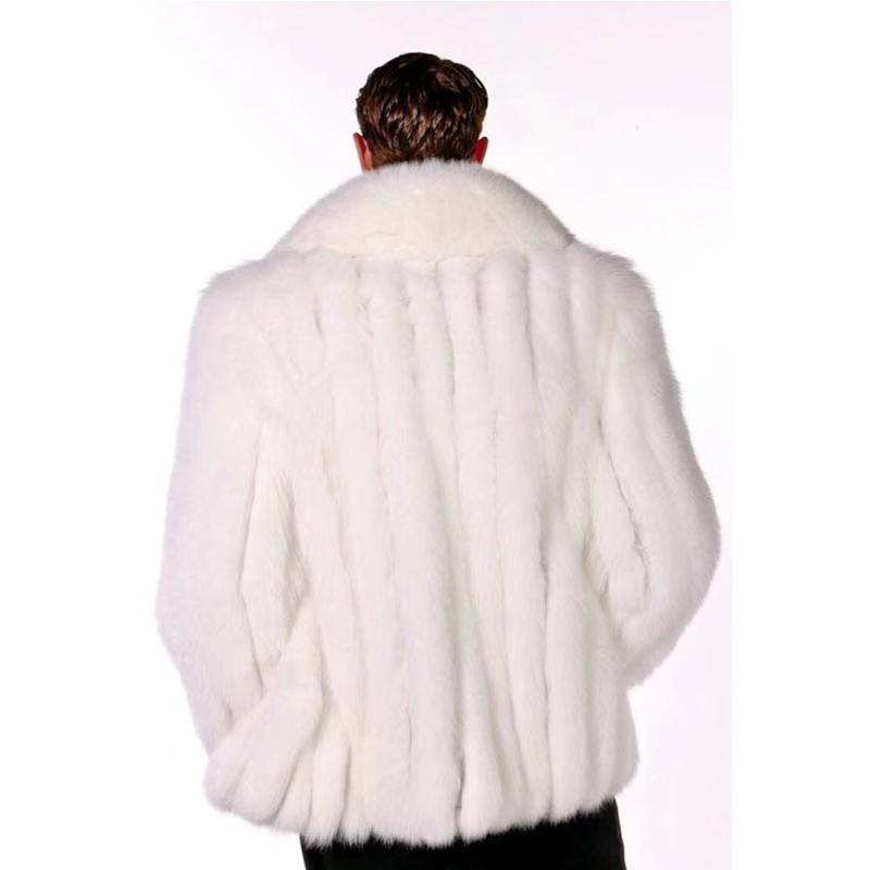 Custom Plus Size Men Real Fur Coat Winter Casual Warm Trench Fox Fur Collar Oversize Coat For Mens