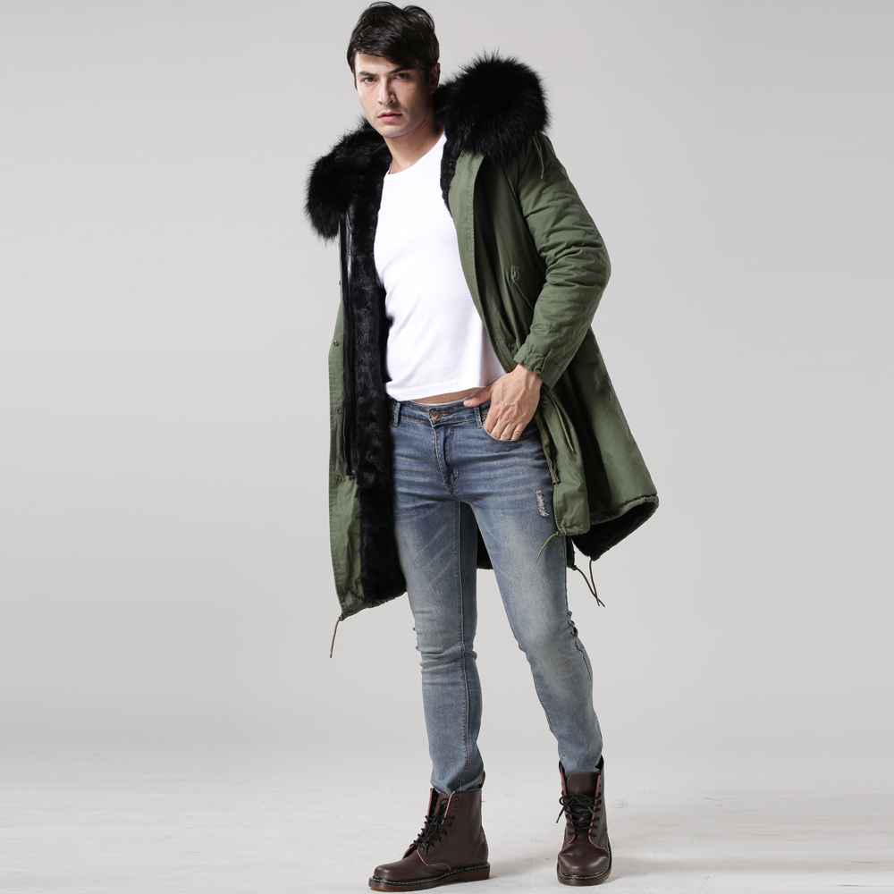 Hot Sale Plus Size Coat Winter Clothes For Men Faux Fur Parka Long Fashion Jacket Black Fur Lining O