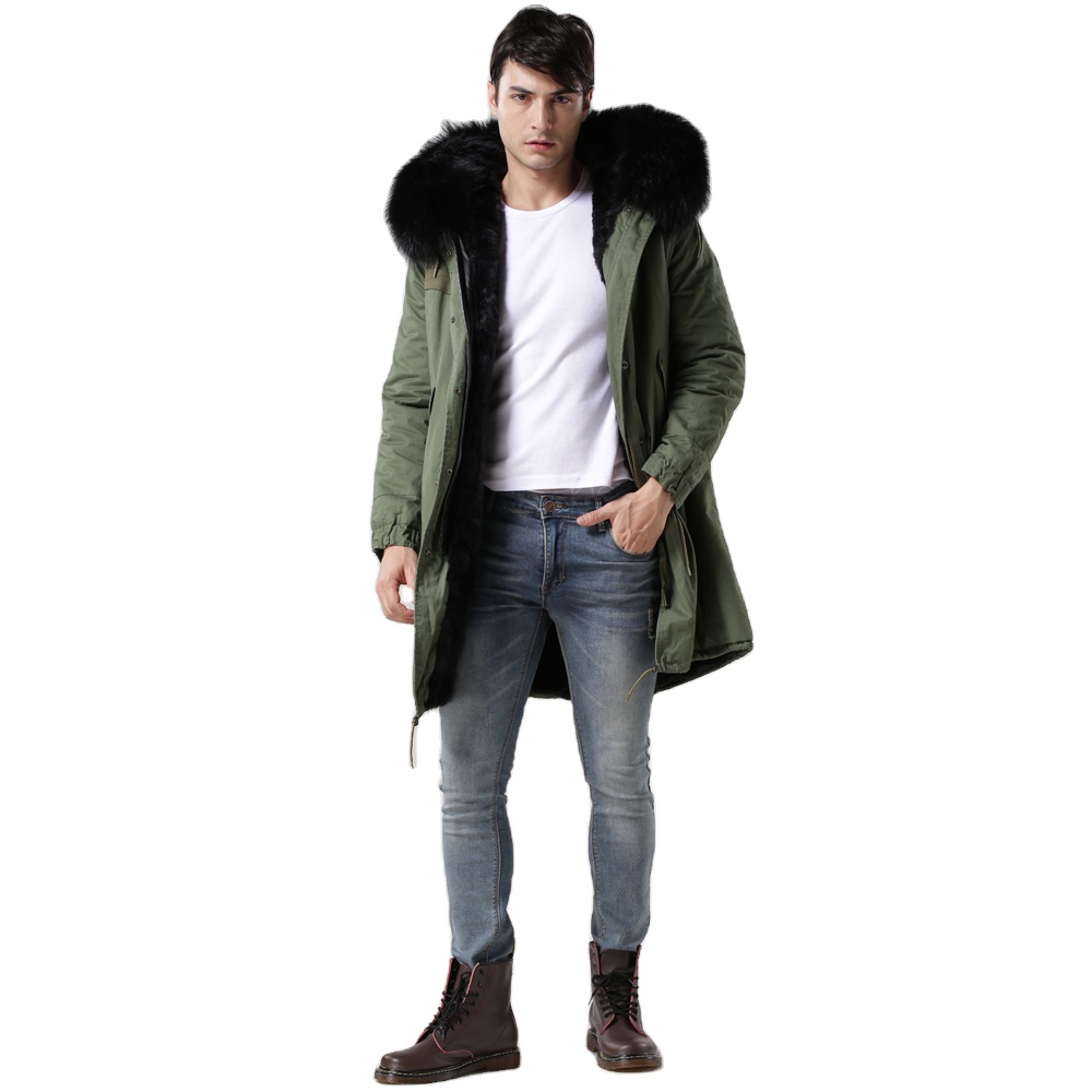 Hot Sale Plus Size Coat Winter Clothes For Men Faux Fur Parka Long Fashion Jacket Black Fur Lining O