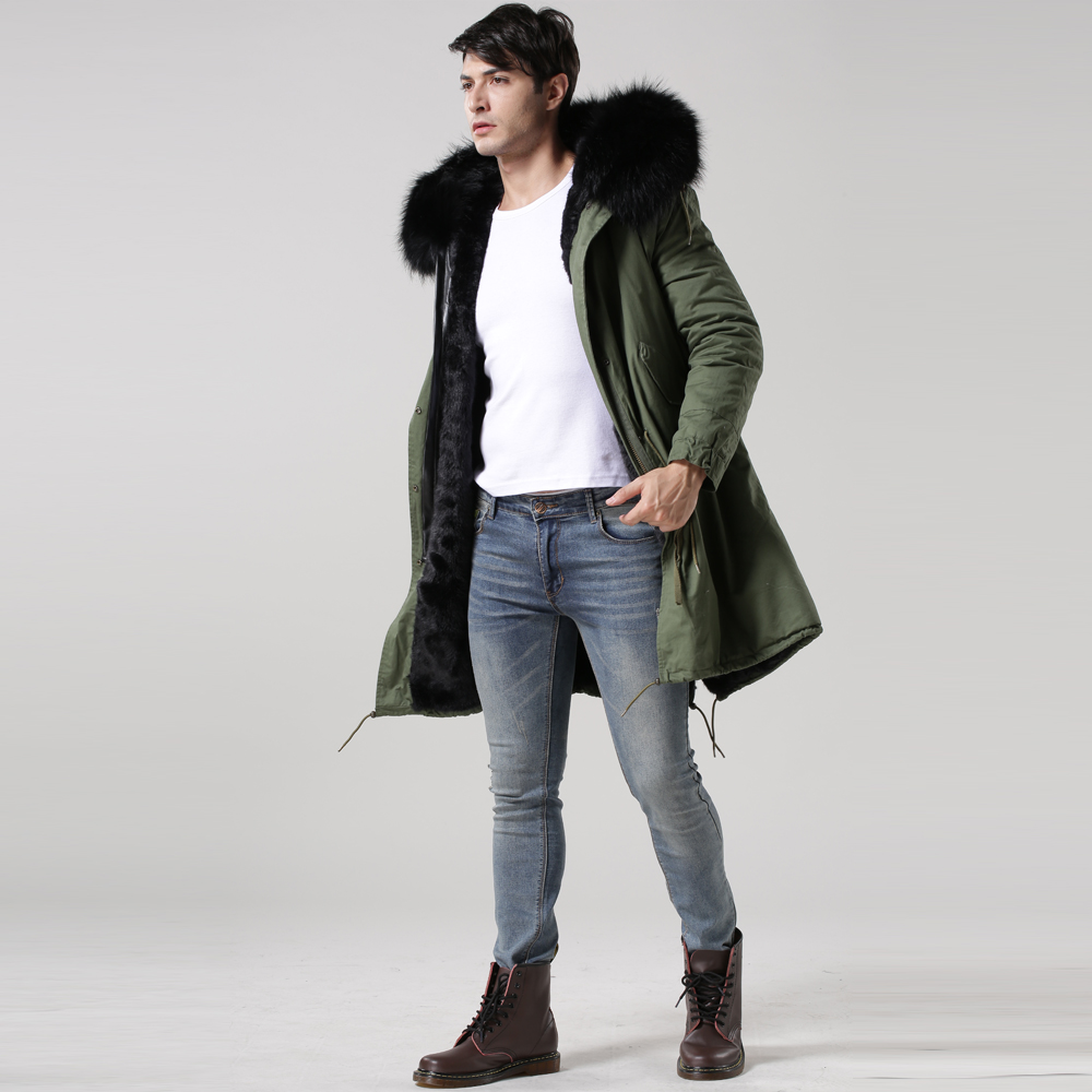 Hot Sale Plus Size Coat Winter Clothes For Men Faux Fur Parka Long Fashion Jacket Black Fur Lining O