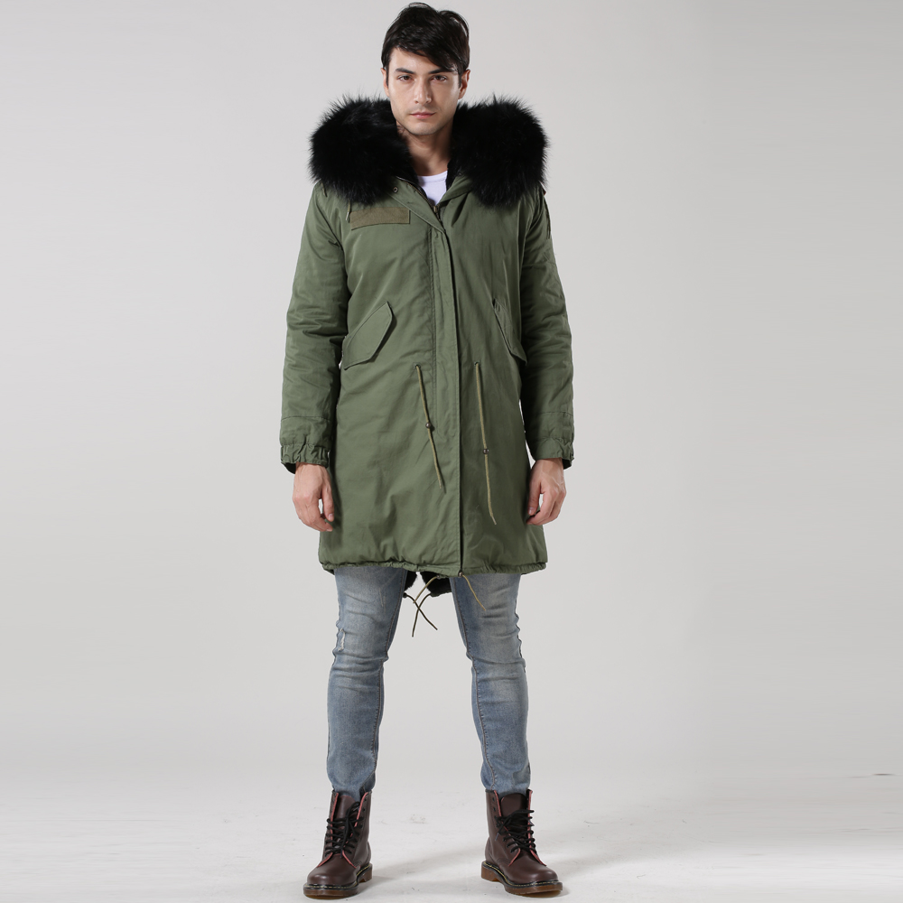Hot Sale Plus Size Coat Winter Clothes For Men Faux Fur Parka Long Fashion Jacket Black Fur Lining O