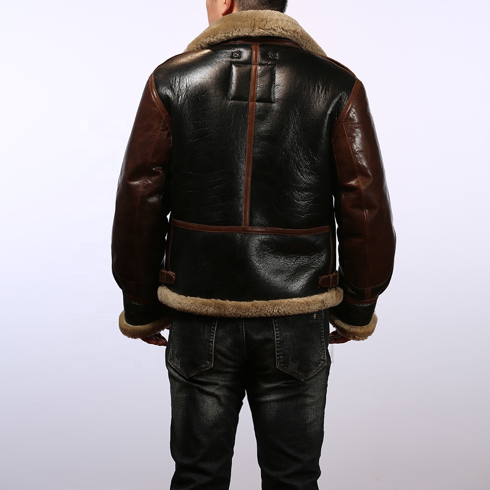General Patton bomber fur luxury clothing men's winter warm padded real leather sheepskin jackets la