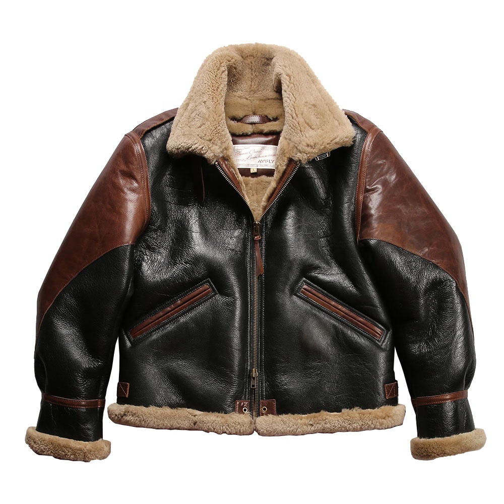General Patton bomber fur luxury clothing men's winter warm padded real leather sheepskin jackets la