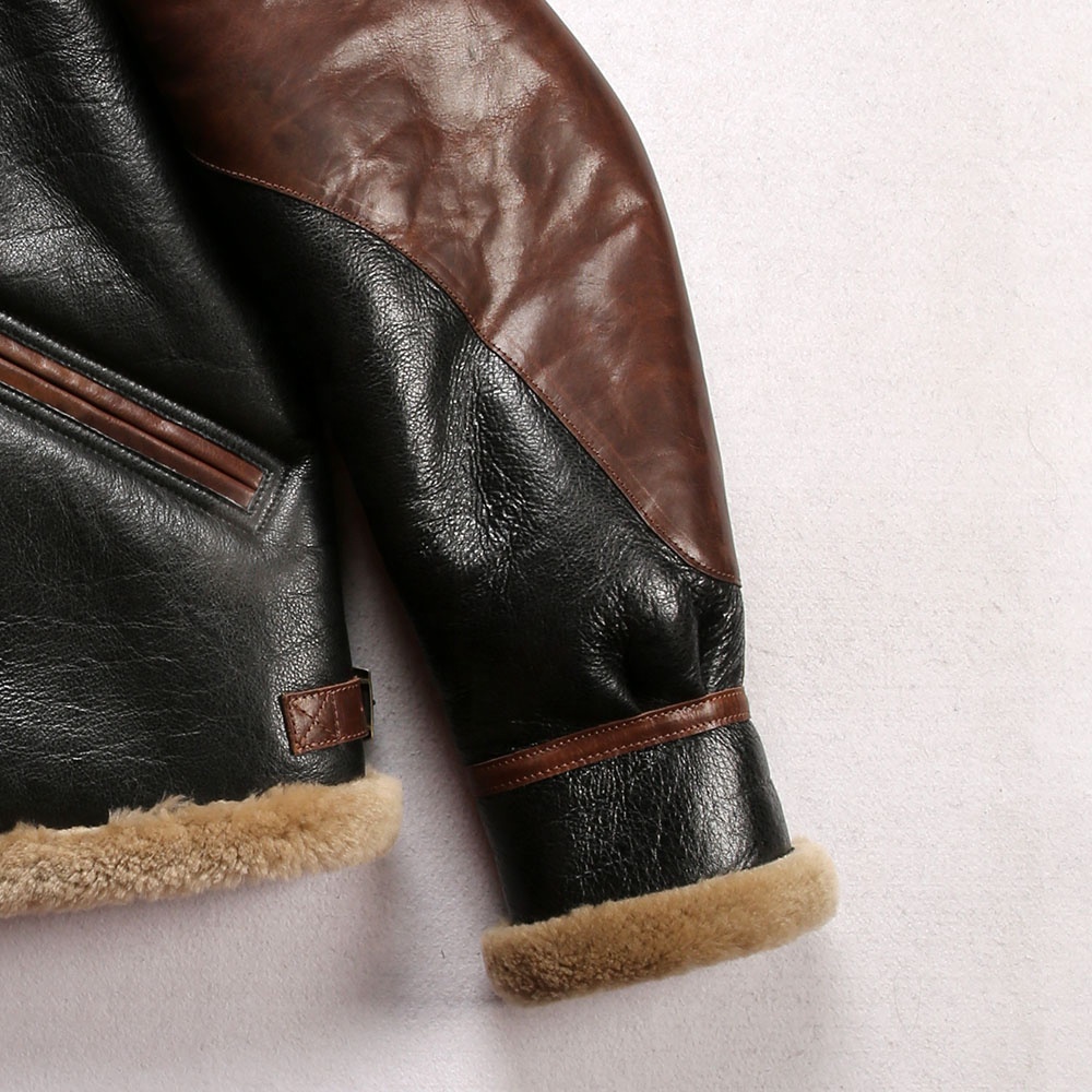 General Patton bomber fur luxury clothing men's winter warm padded real leather sheepskin jackets la