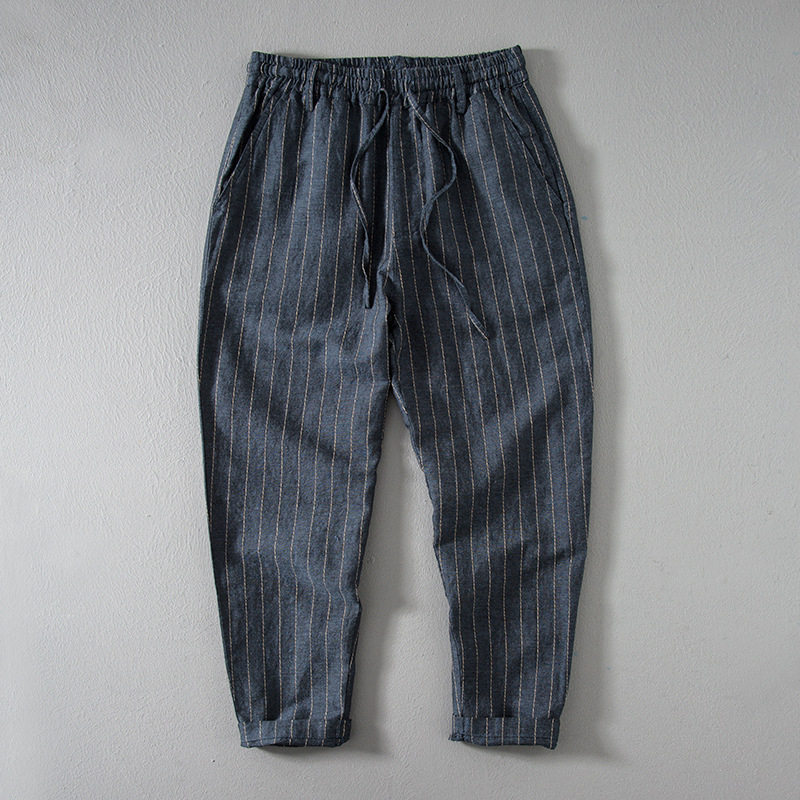 Autumn men's linen trousers large size loose nine 