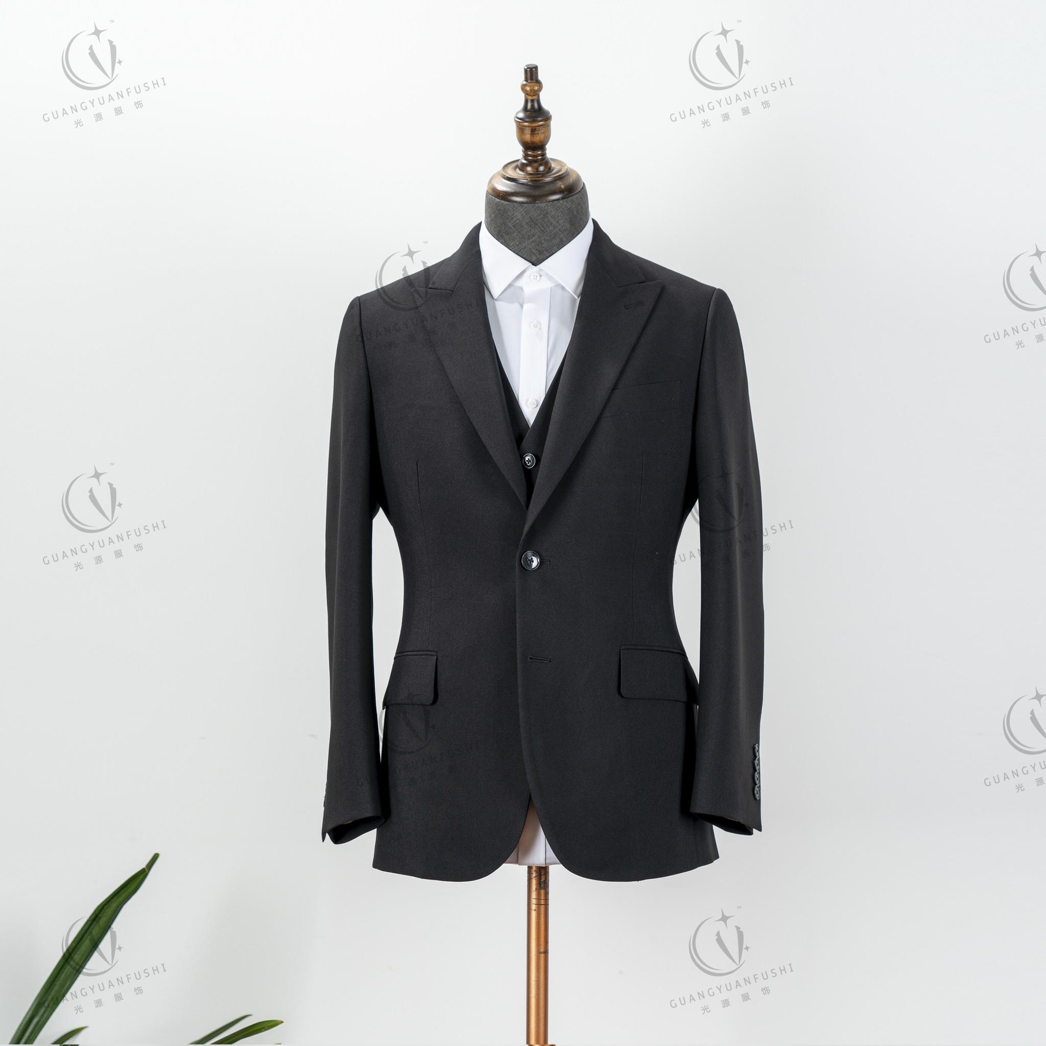 Factory Direct Supply Cheap Luxury High Quality Black Mens Three Piece Suit