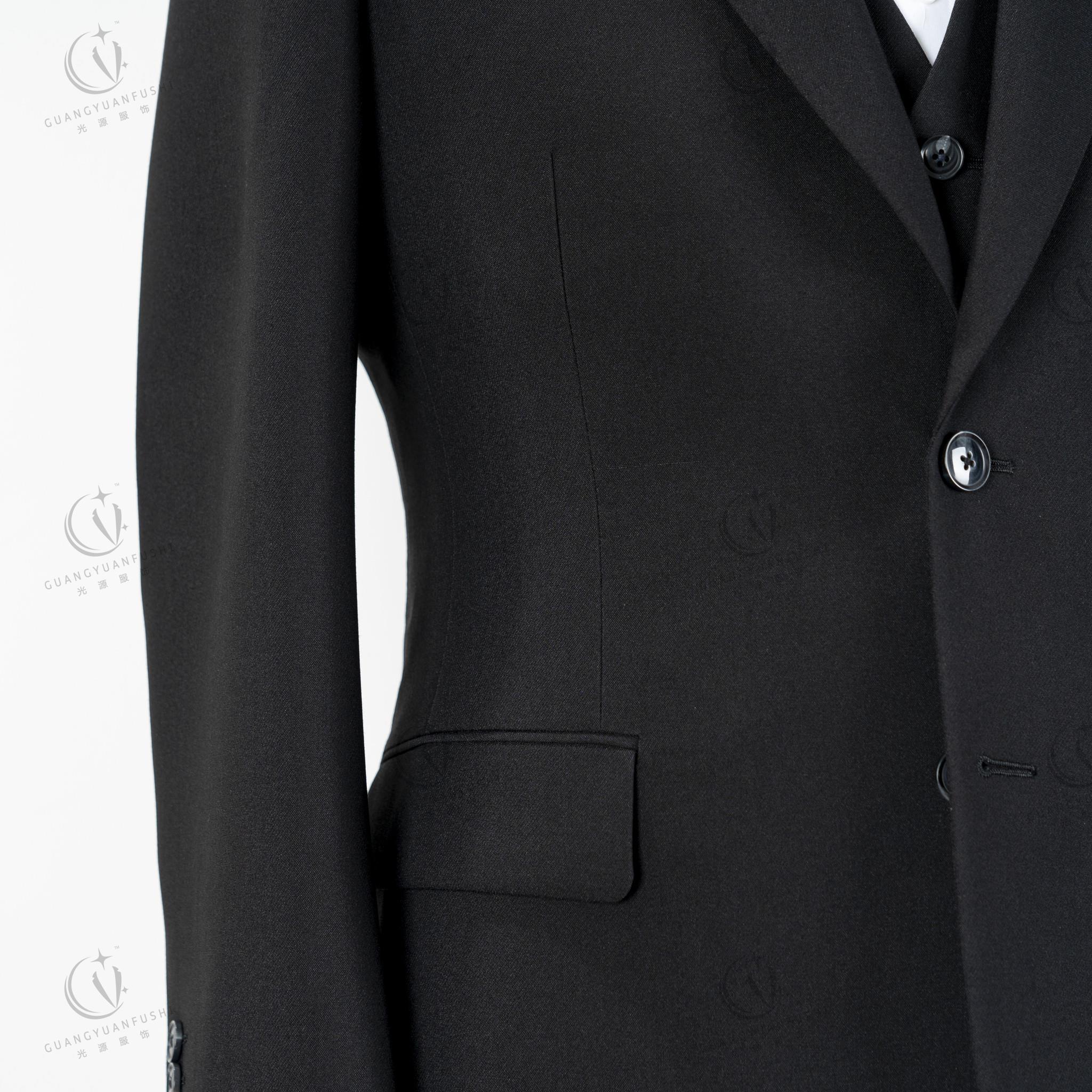 Factory Direct Supply Cheap Luxury High Quality Black Mens Three Piece Suit
