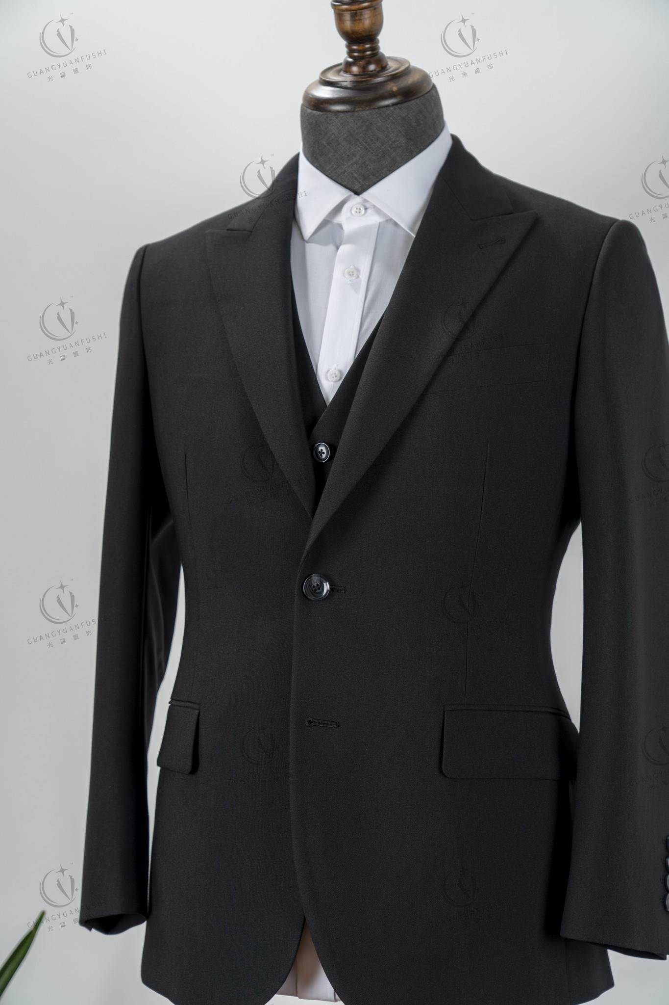 Factory Direct Supply Cheap Luxury High Quality Black Mens Three Piece Suit