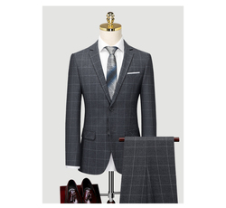 Plaid Suit British Slim Fit Bridegroom Wedding Dress Casual Business Formal Suit Three Piece Customi