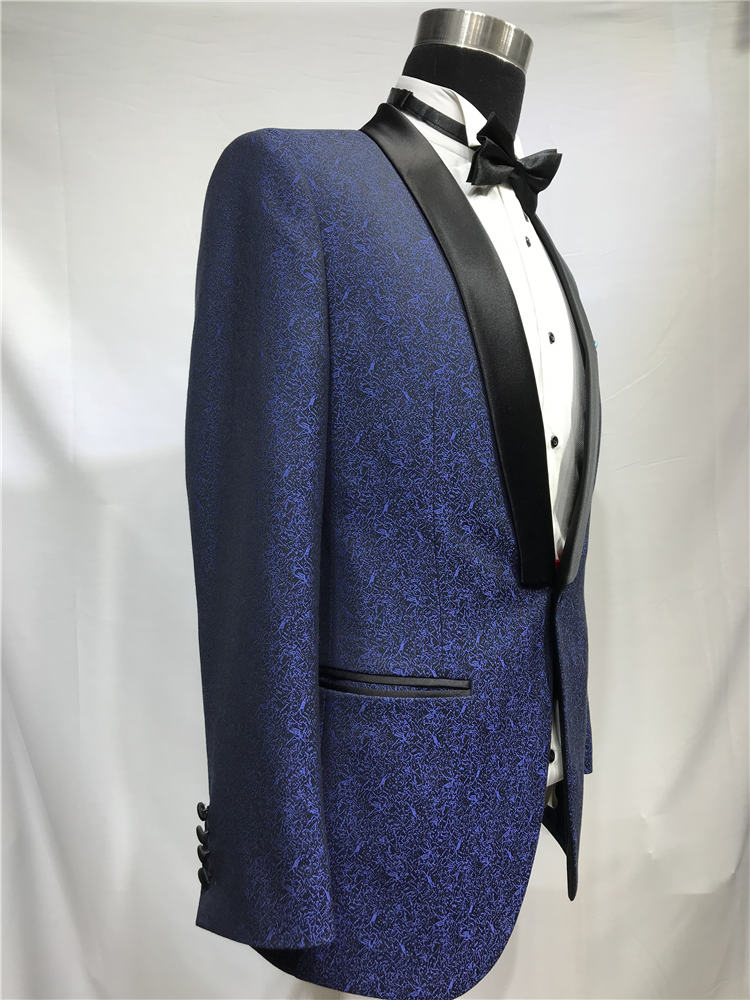 SEDBOJ Print Wedding Suit Blue Man jacket and Black Pants Tailor Suit Blazer Custom Made Man Suit St