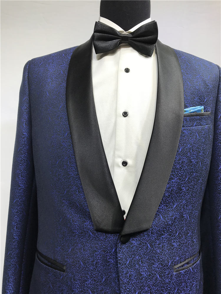 SEDBOJ Print Wedding Suit Blue Man jacket and Black Pants Tailor Suit Blazer Custom Made Man Suit St