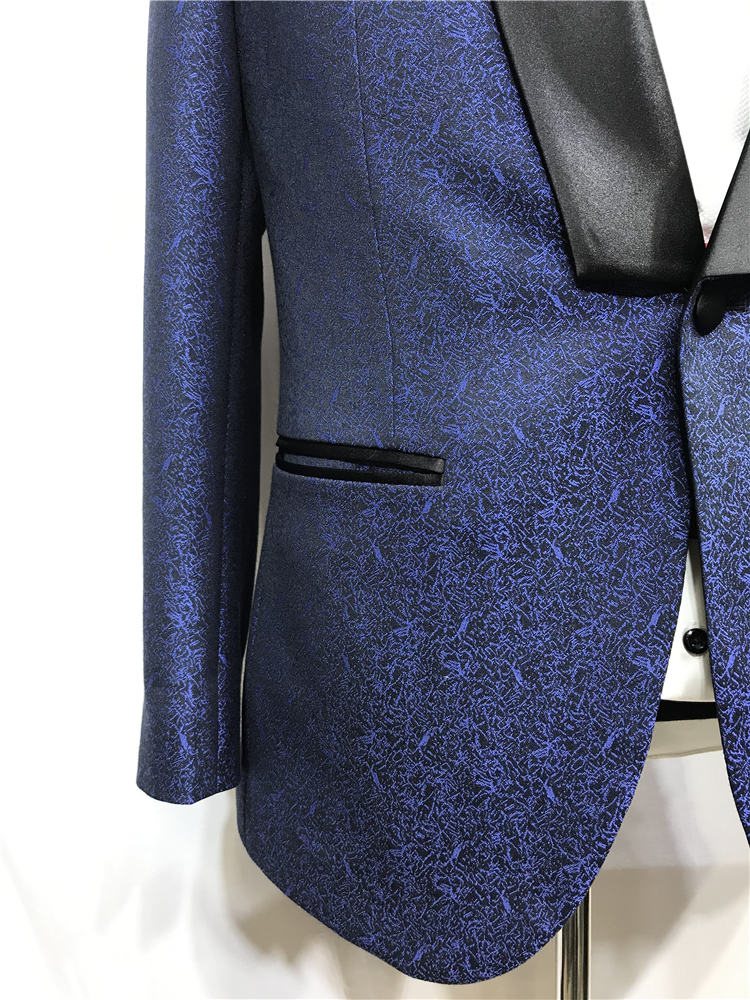 SEDBOJ Print Wedding Suit Blue Man jacket and Black Pants Tailor Suit Blazer Custom Made Man Suit St