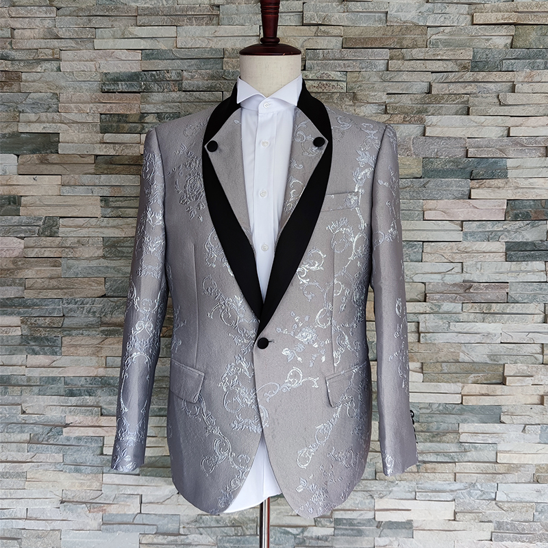 Customized Men's Korean Silver Pattern Suit Coat Wedding