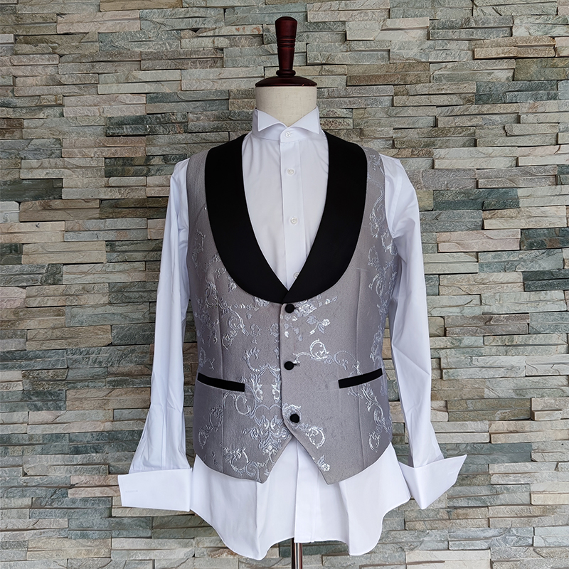 Customized Men's Korean Silver Pattern Suit Coat Wedding
