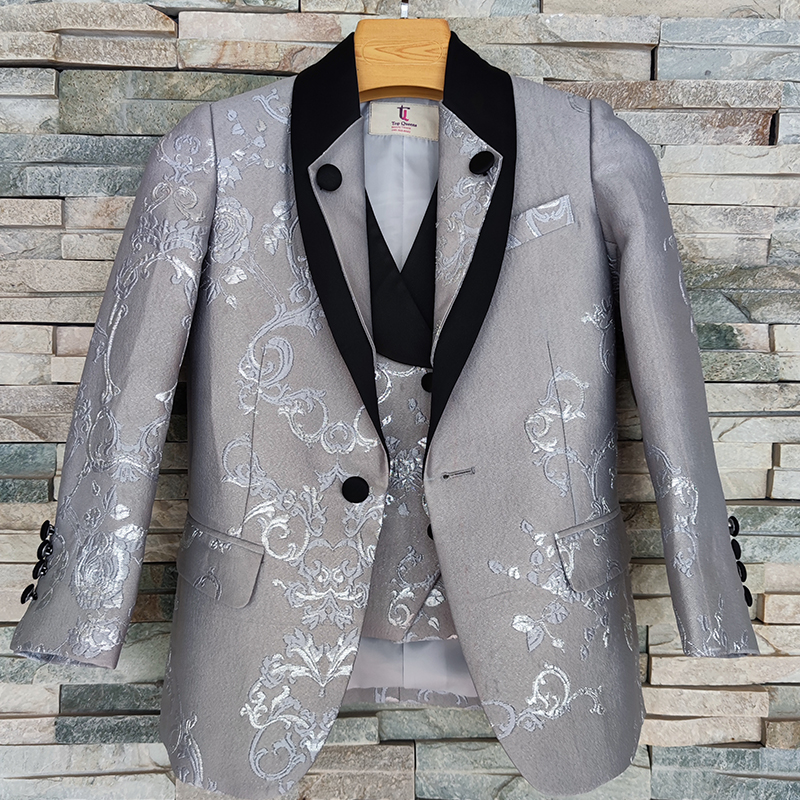 Customized Men's Korean Silver Pattern Suit Coat Wedding