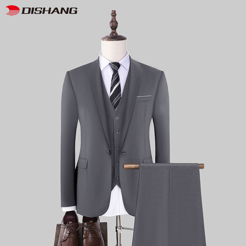 Mens Slim Fit Suit Male Business Casual 3 Piece Tr
