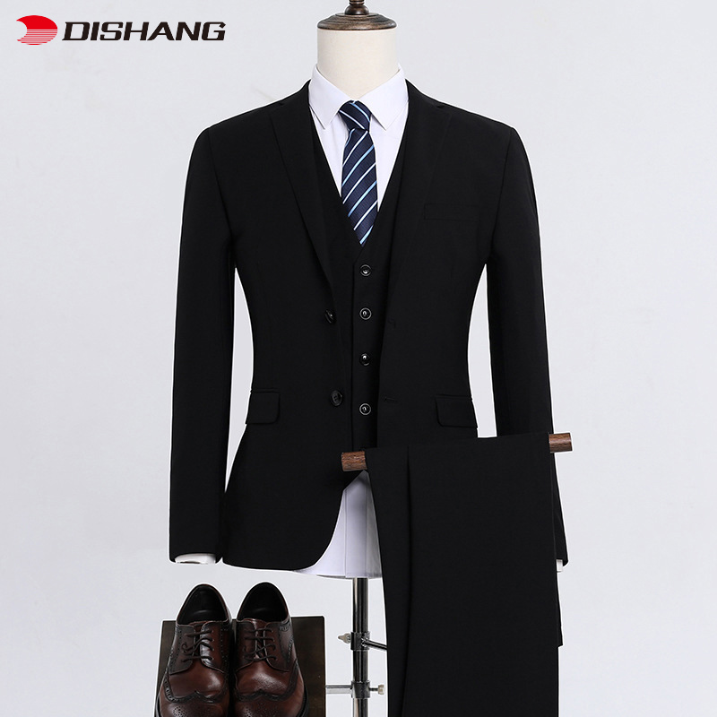 Mens Slim Fit Suit Male Business Casual 3 Piece Tr