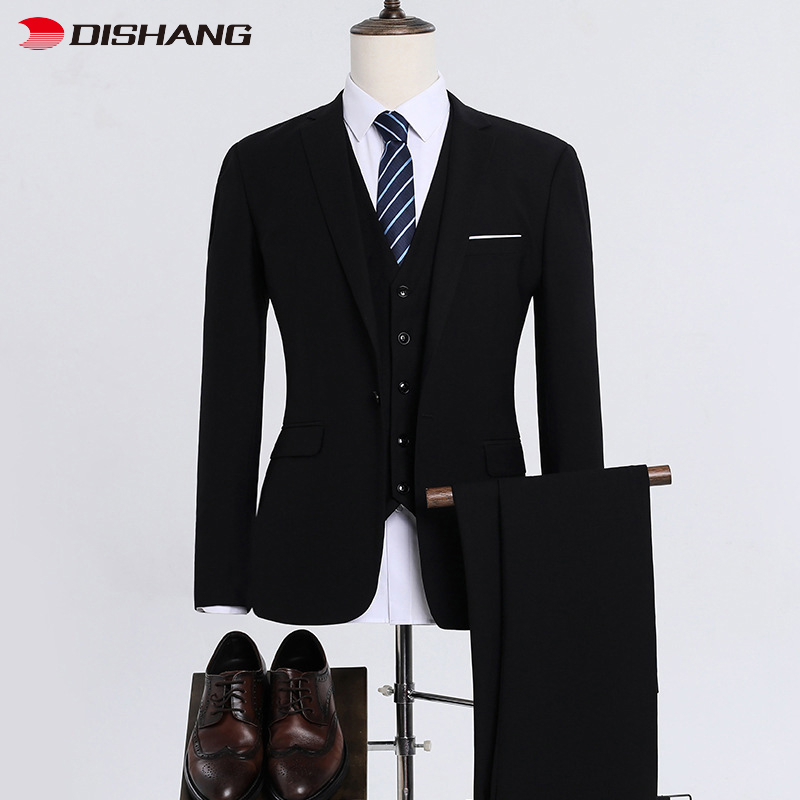 Mens Slim Fit Suit Male Business Casual 3 Piece Tr