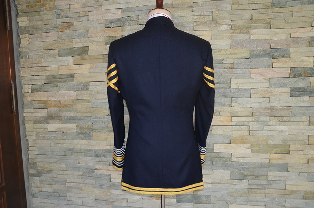 Customized Men's Korean Blue Stripe Edge Suit Coat Wedding