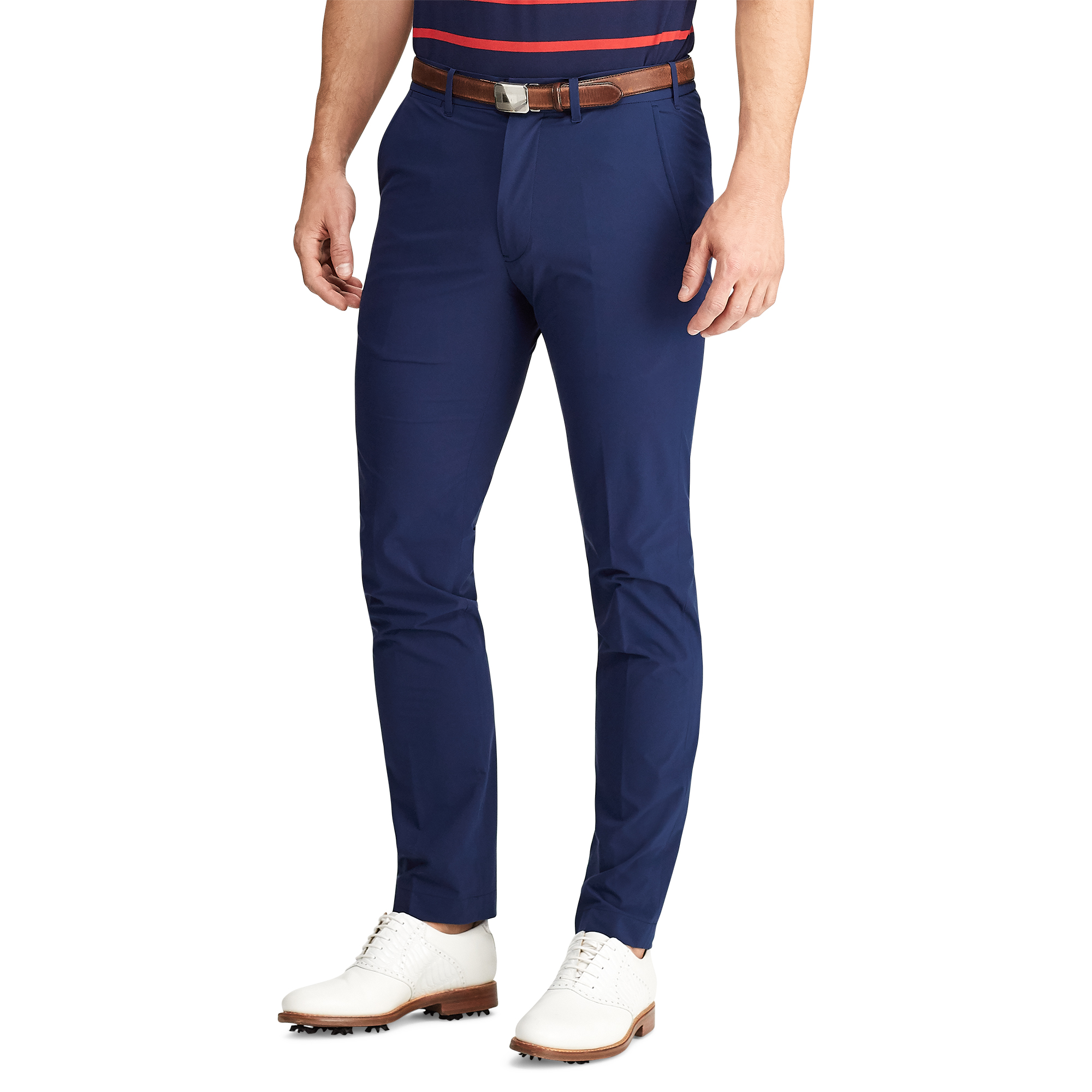 Men White Black Plain Golf Pants Dry Slim-fit Stre