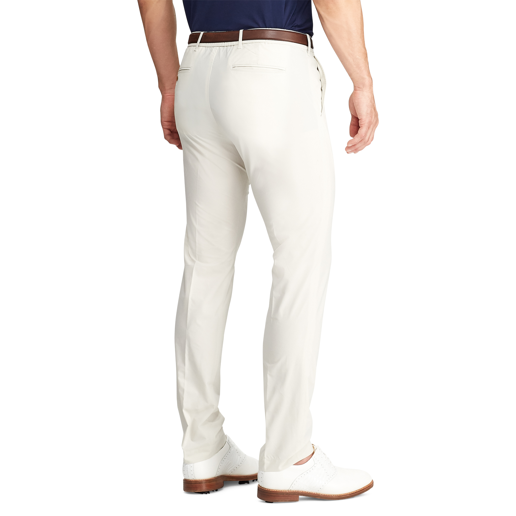 Men White Black Plain Golf Pants Dry Slim-fit Stre