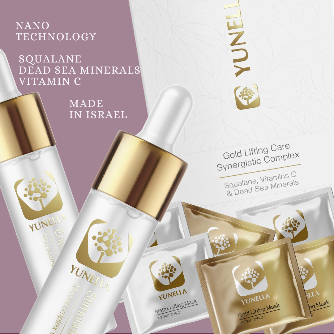 Set Gold Lifting Skin Care Hyaluronic Acid Anti-Aging Energetic Serum vitamin C Arbutin Gold lifting