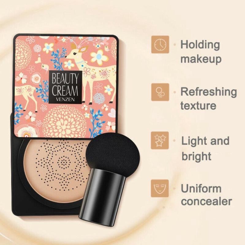 VENZEN Makeup Coverage Foundation Concealer Mushroom Head Air Cushion BB Cream Repair Brightening Sk