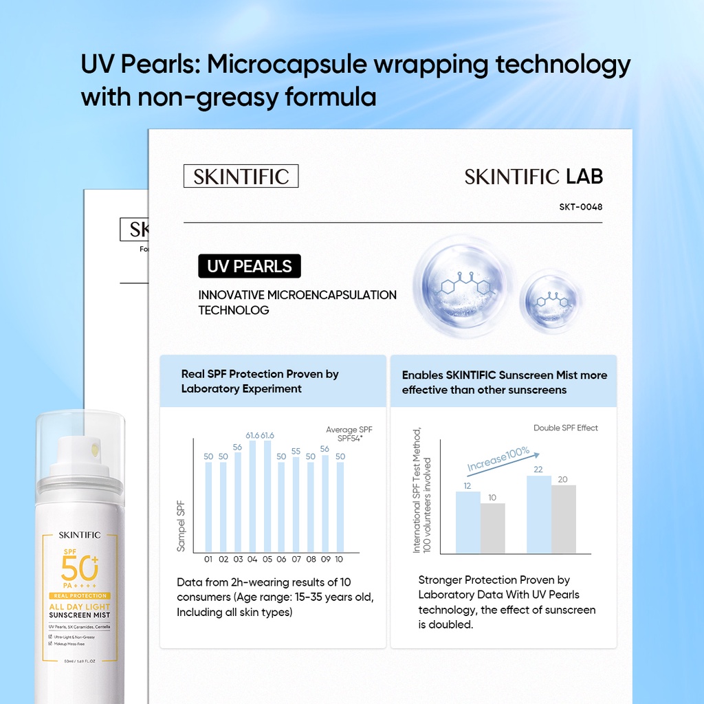[Ready Stock] SKINTIFIC All Day Light Sunscreen Mist SPF50 PA++++ Whitening Sunblock Spray Anti UV F