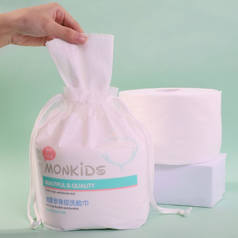 G9 Monkids Pearl Pattern Cotton Disposable Face Towel Cleansing Makeup Facial Tissue 1 Roll 100pcs
