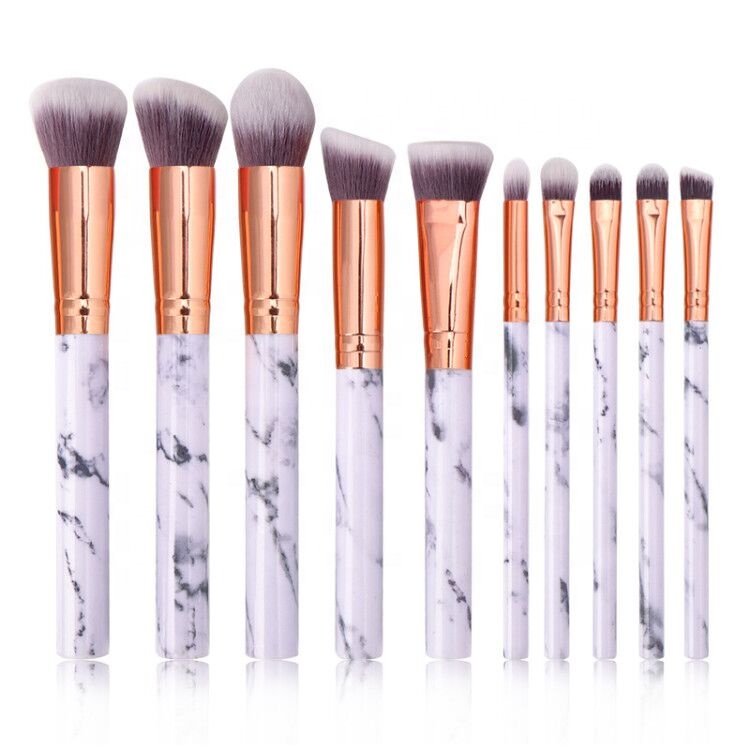 10Pcs Marble Makeup Brush,High Quality Cosmetic Ma