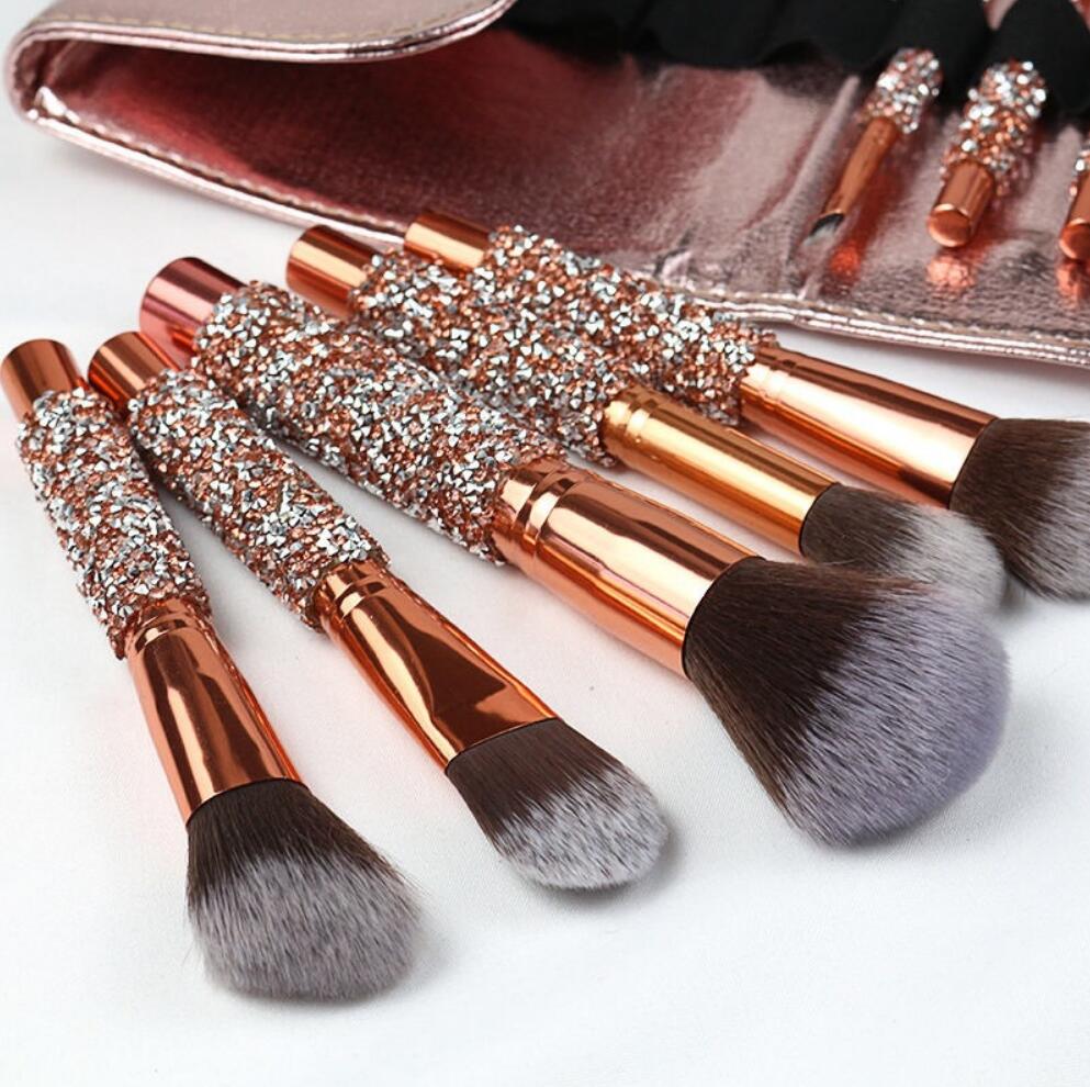10 New Diamond-Encrusted Makeup Brushes With Blue Diamond Handle High-End Loose Powder Eyeshadow Bru