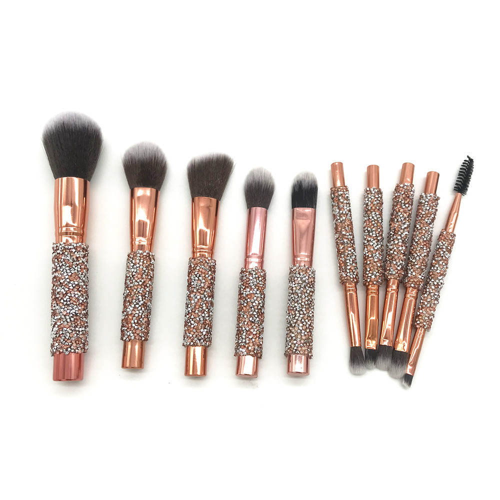 10 New Diamond-Encrusted Makeup Brushes With Blue Diamond Handle High-End Loose Powder Eyeshadow Bru