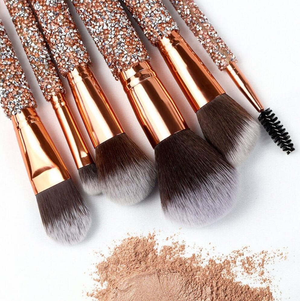 10 New Diamond-Encrusted Makeup Brushes With Blue Diamond Handle High-End Loose Powder Eyeshadow Bru