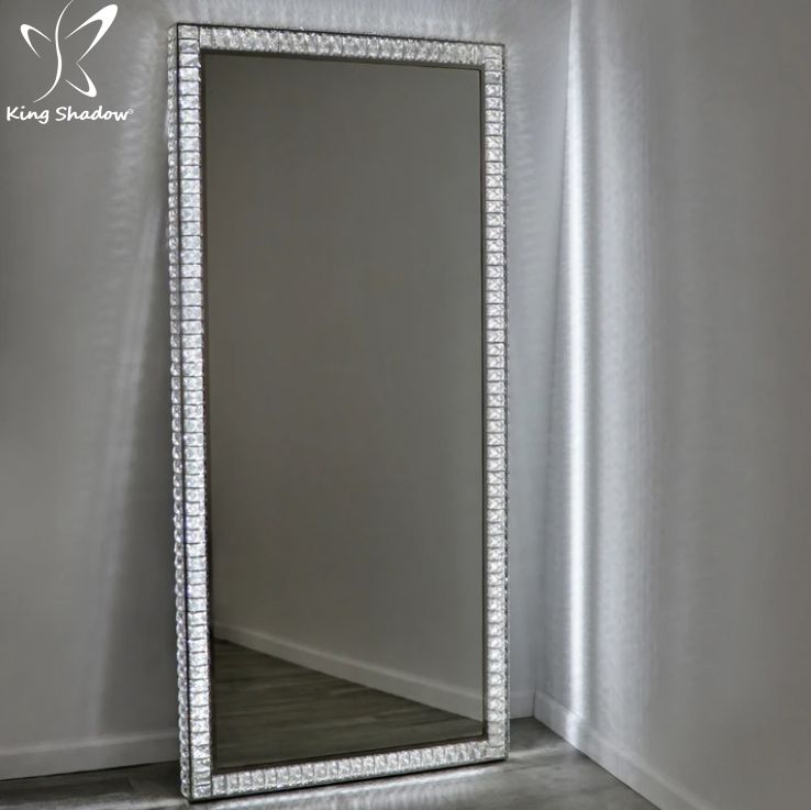King shadow white hair salon station set diamond mirror for makeup