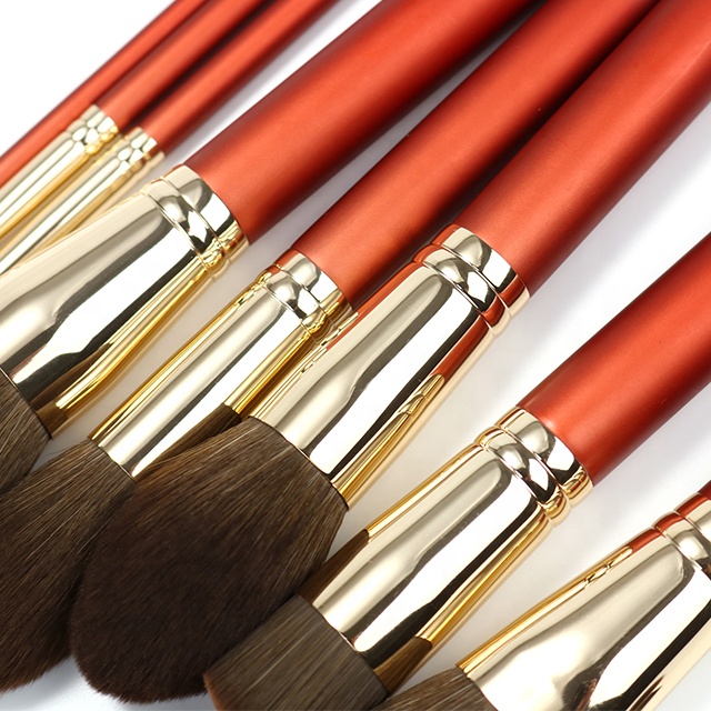 MIRANDA Aluminum Ferrule Makeup Brush Set Rose Gol