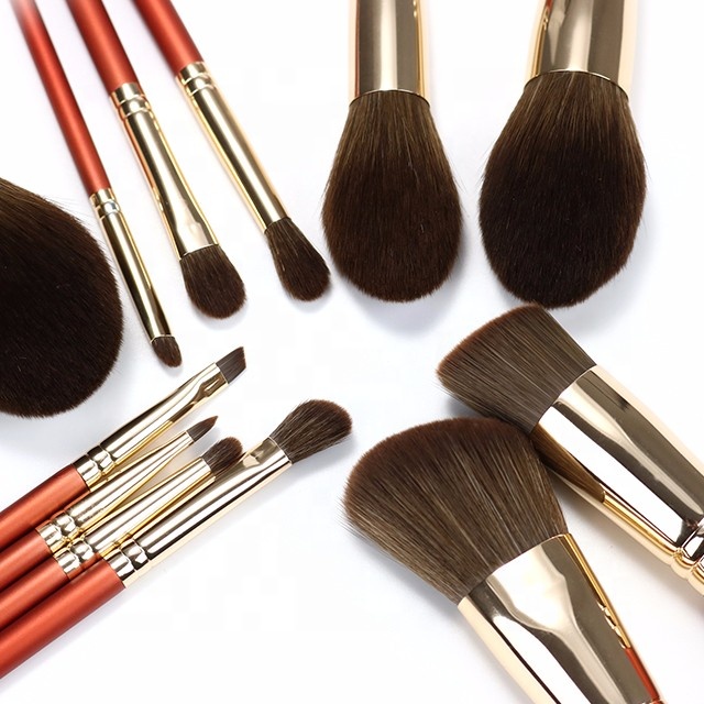 MIRANDA Aluminum Ferrule Makeup Brush Set Rose Gol