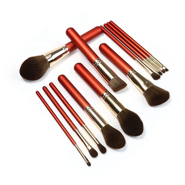 MIRANDA Aluminum Ferrule Makeup Brush Set Rose Gol